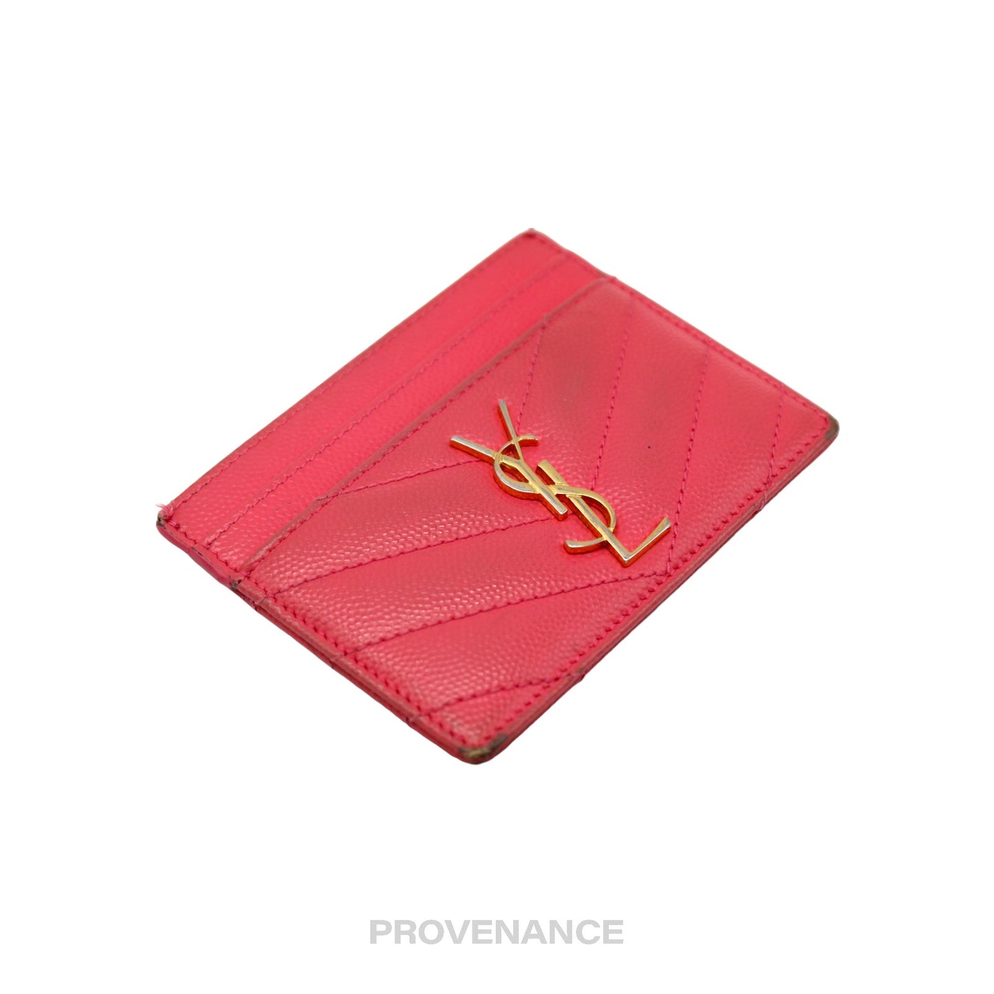 🔴 Saint Laurent Paris SLP YSL Cardholder Wallet - Pink Leather