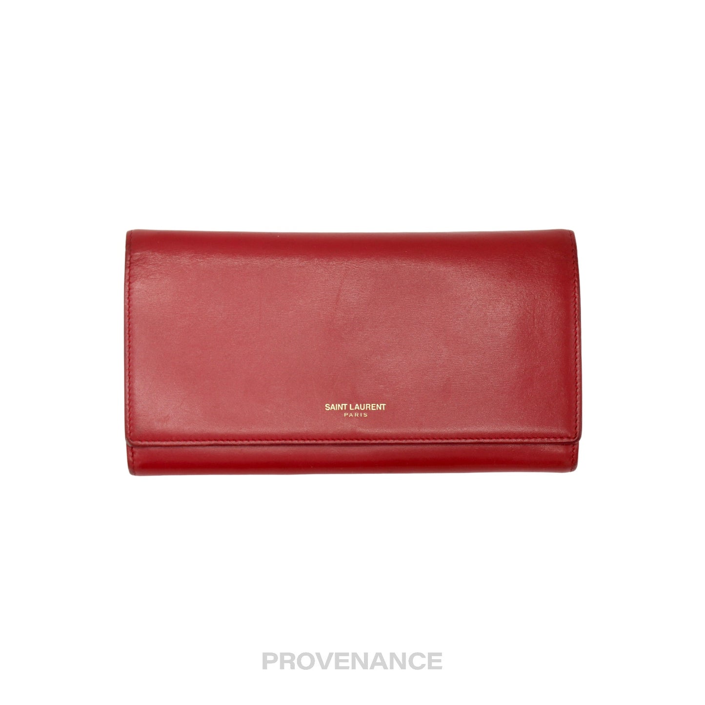 🔴 Saint Laurent Paris SLP Snap Long Wallet - Red Leather