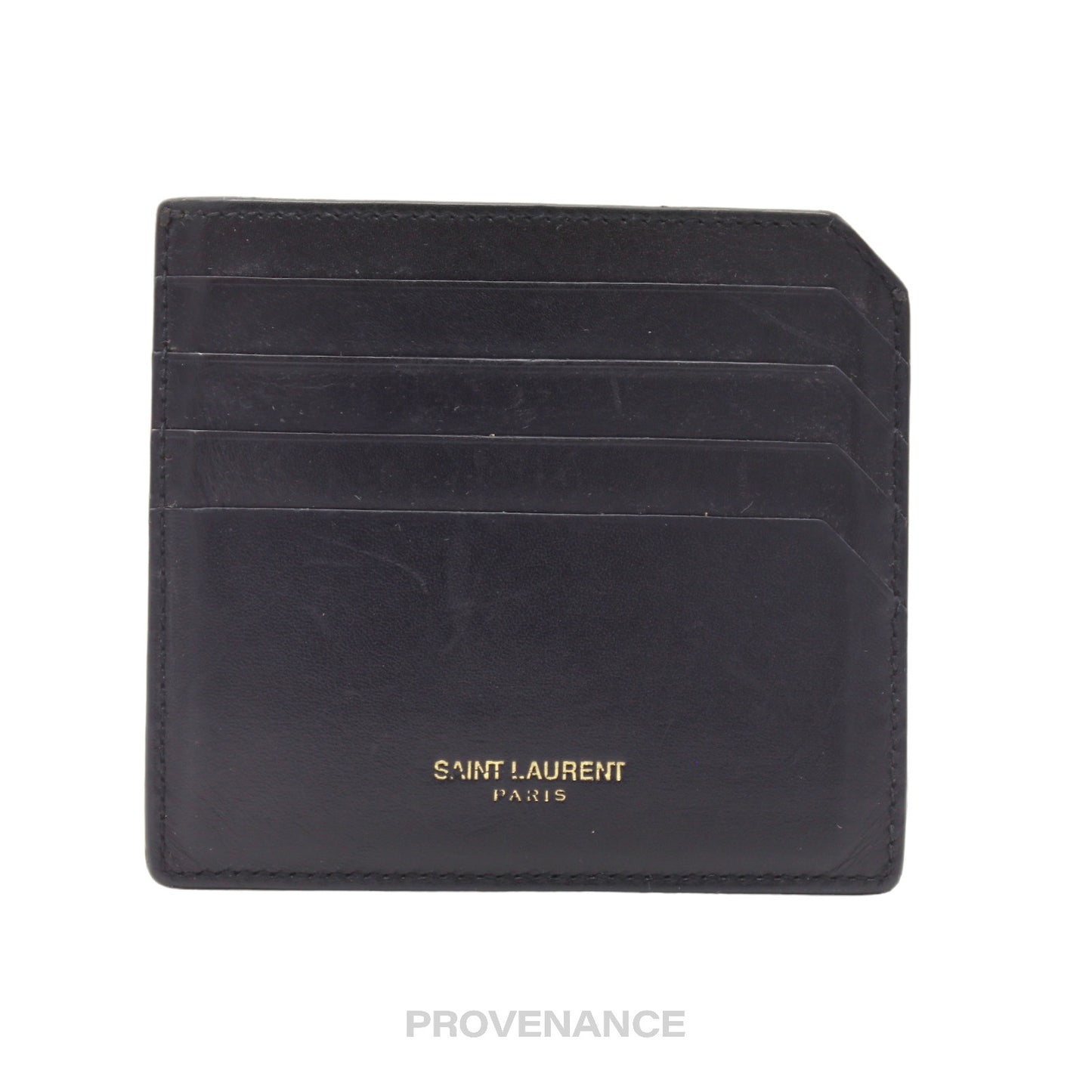 🔴 SLP Card Holder Wallet - Black Calfskin Leather