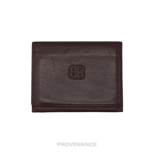 🔴 Balenciaga BB Logo Bifold Wallet - Deep Burgundy