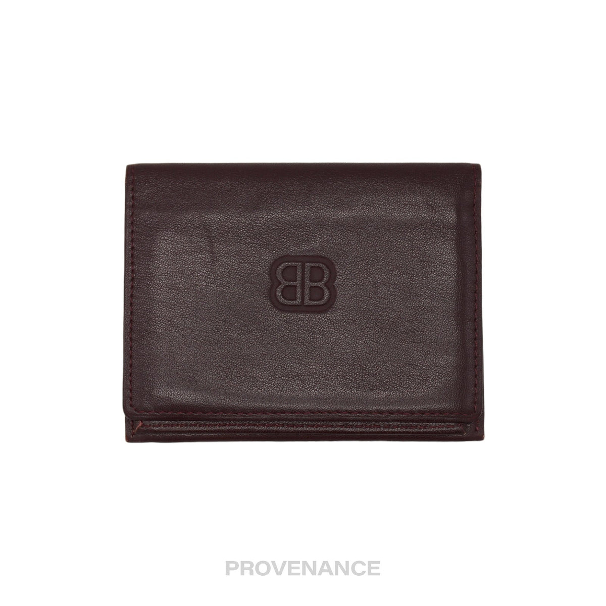 🔴 Balenciaga BB Logo Bifold Wallet - Deep Burgundy