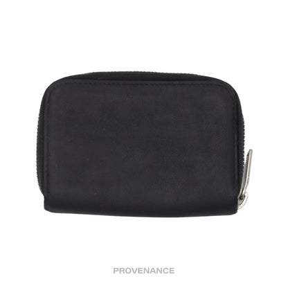 🔴 Saint Laurent Paris SLP Compact  Zip Card Wallet - Black Leather