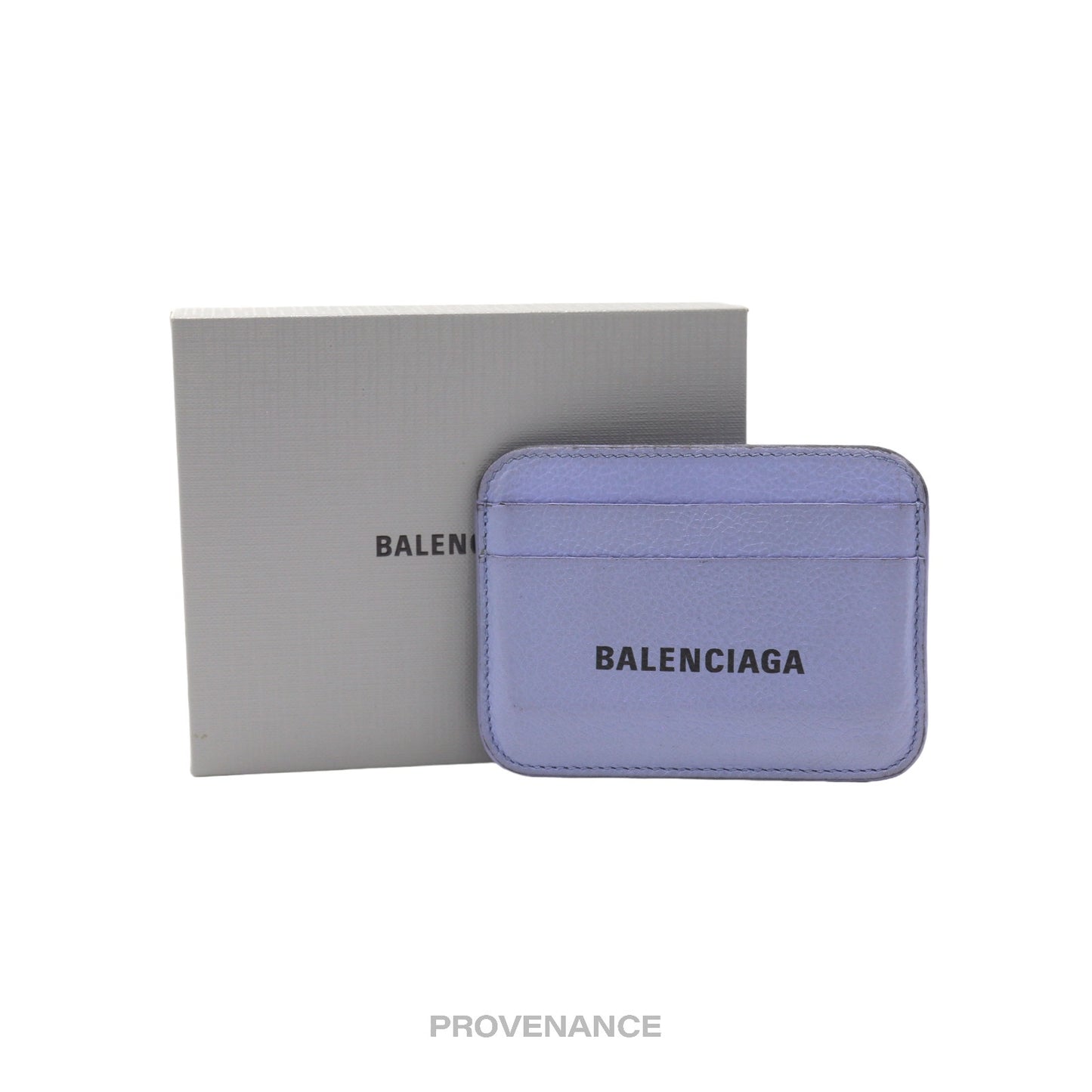 🔴 Balenciaga Logo Card Holder Wallet - Powder Blue Leather