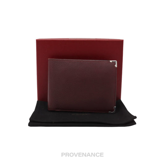 🔴 Cartier Bifold Wallet - Burgundy Calfskin Leather