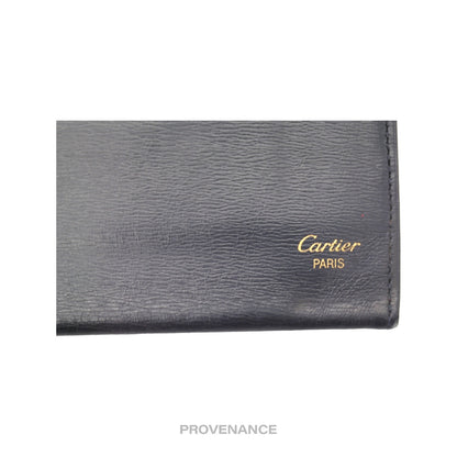 🔴 Cartier Saphir Cardholder Wallet - Navy Blue Leather