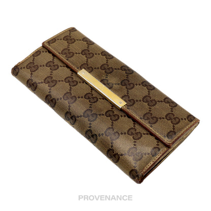 🔴 Gucci Long Wallet - GG Supreme Bronze