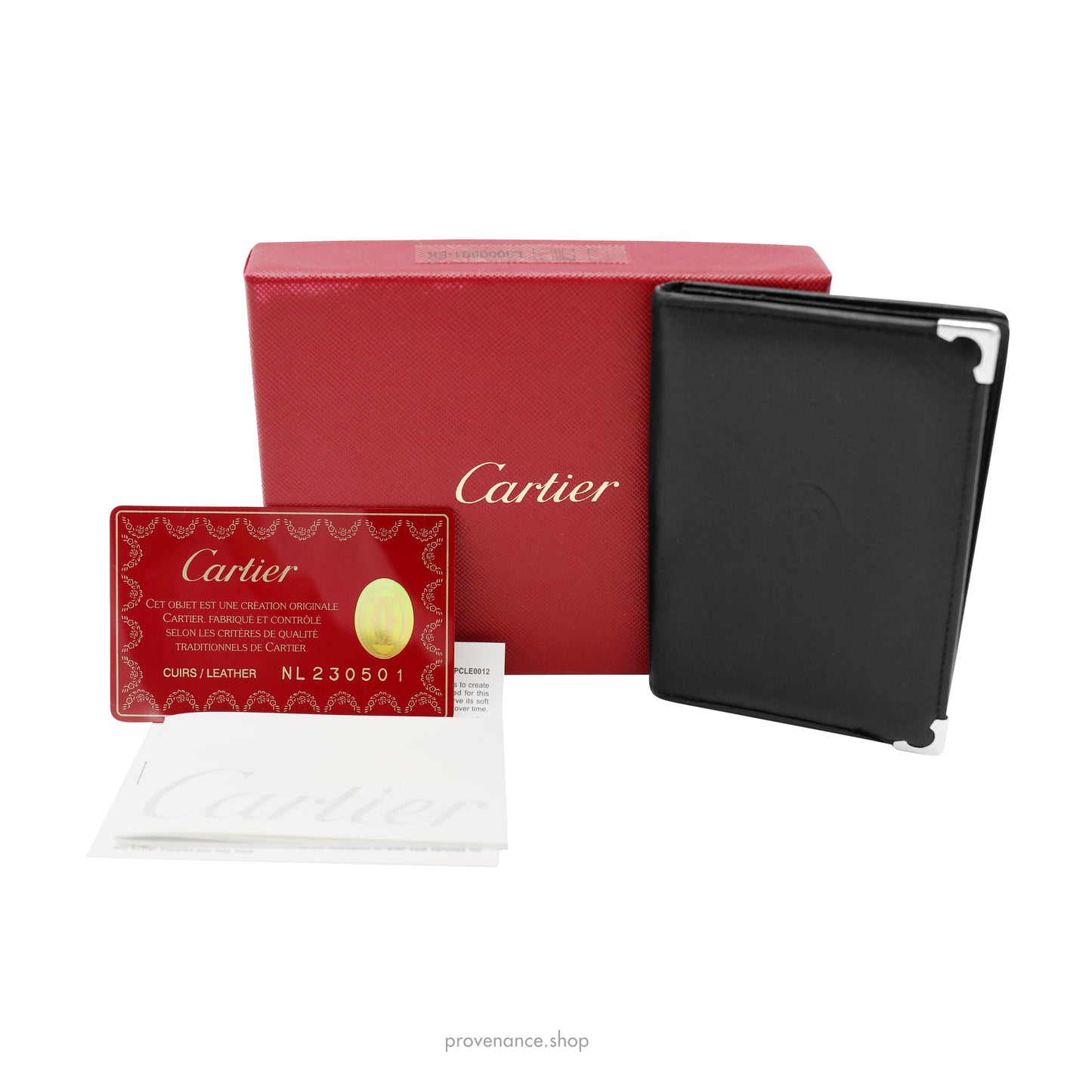 Cartier Pocket Organizer Wallet - Black & Burgundy Leather