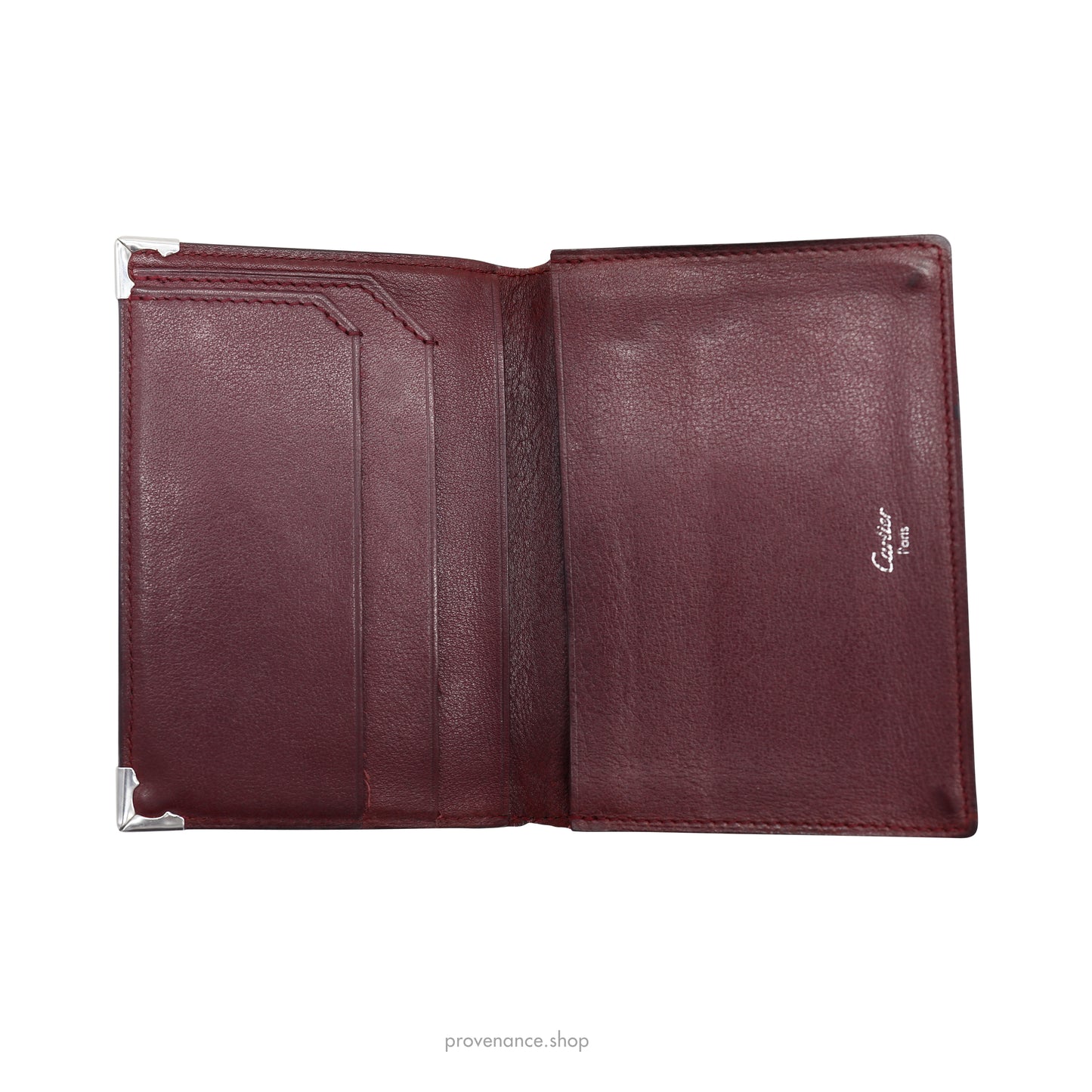 Cartier Pocket Organizer Wallet - Black & Burgundy Leather