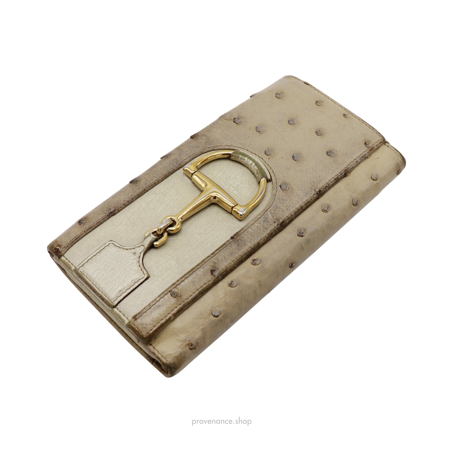 Gucci Horsebit Long Wallet - Ivory Ostrich Leather