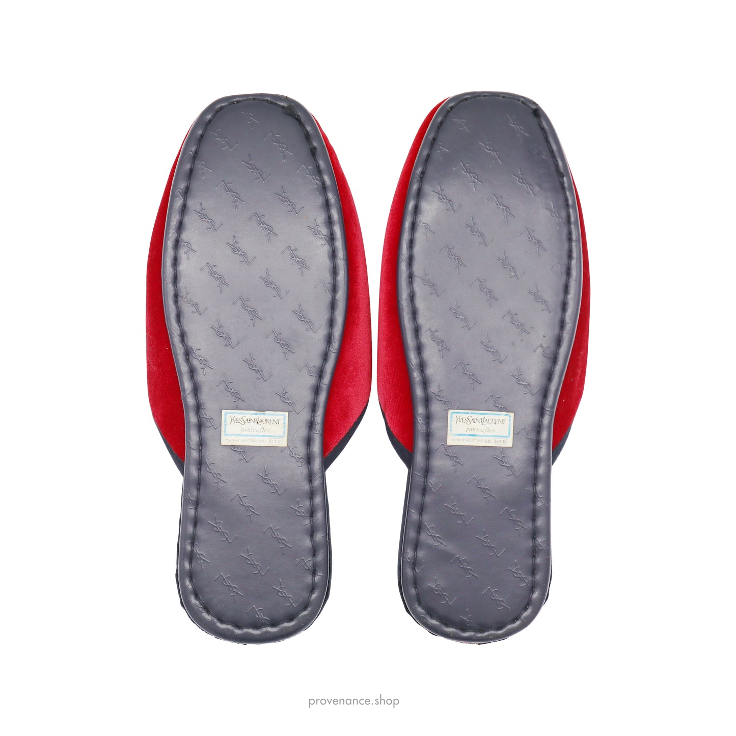 Yves Saint Laurent YSL Velvet Logo Slipper - Red