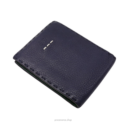 Fendi Selleria Horizontal Wallet - Navy Roman Leather