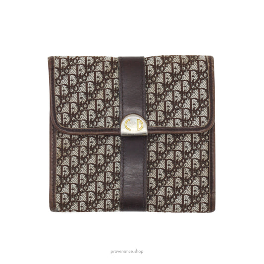 Dior Trifold Snap Wallet - Chocolate Brown Trotter