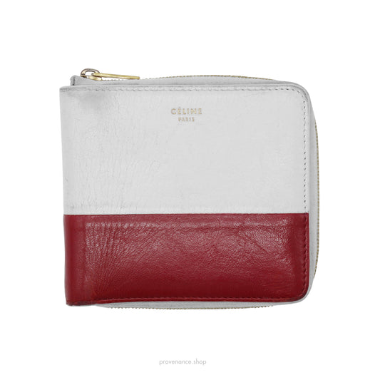 Celine Compact Zip Wallet - White/Red
