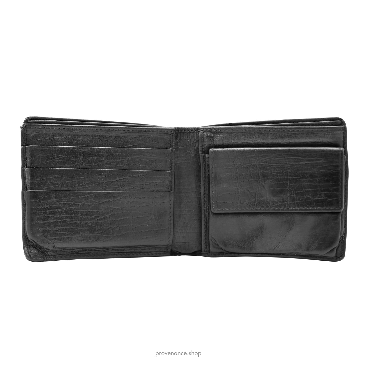 GG Logo Bifold Wallet - Black Leather