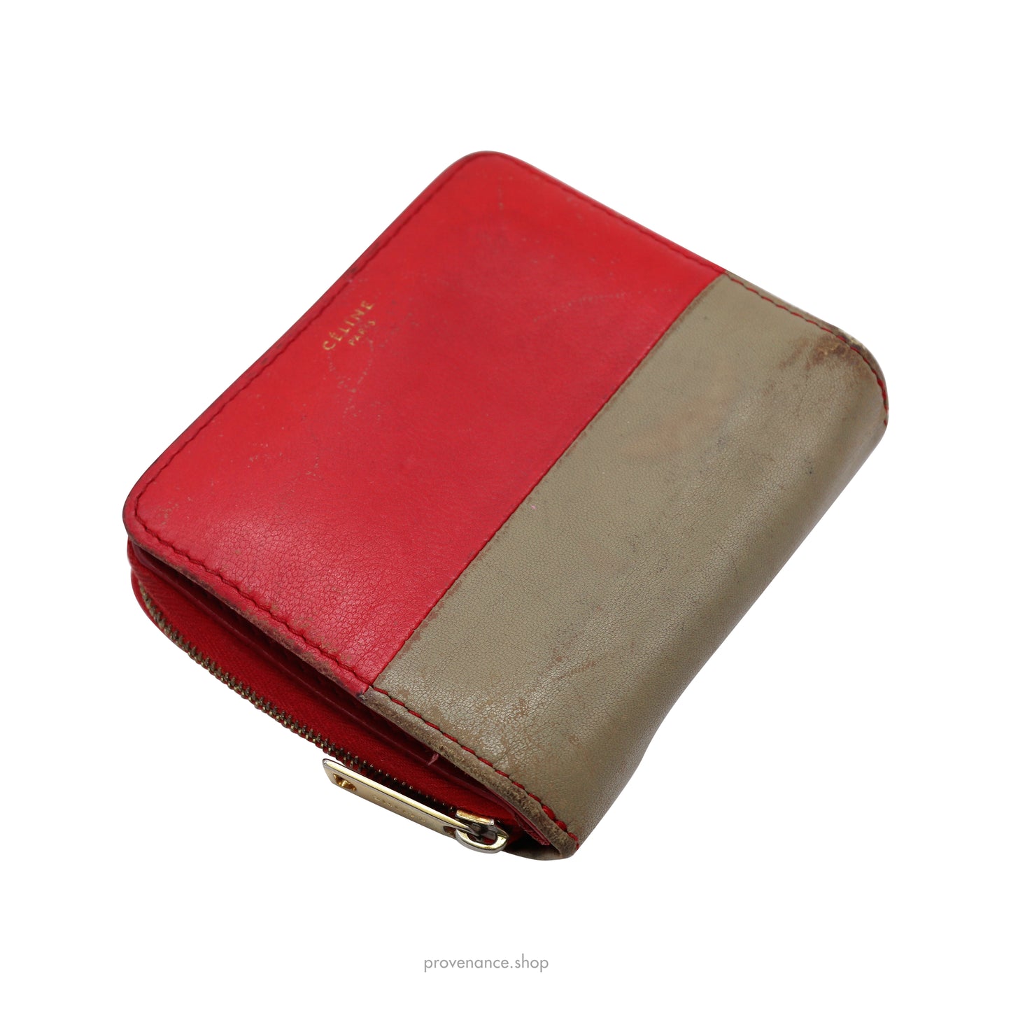 Celine Compact Wallet - Red/Taupe