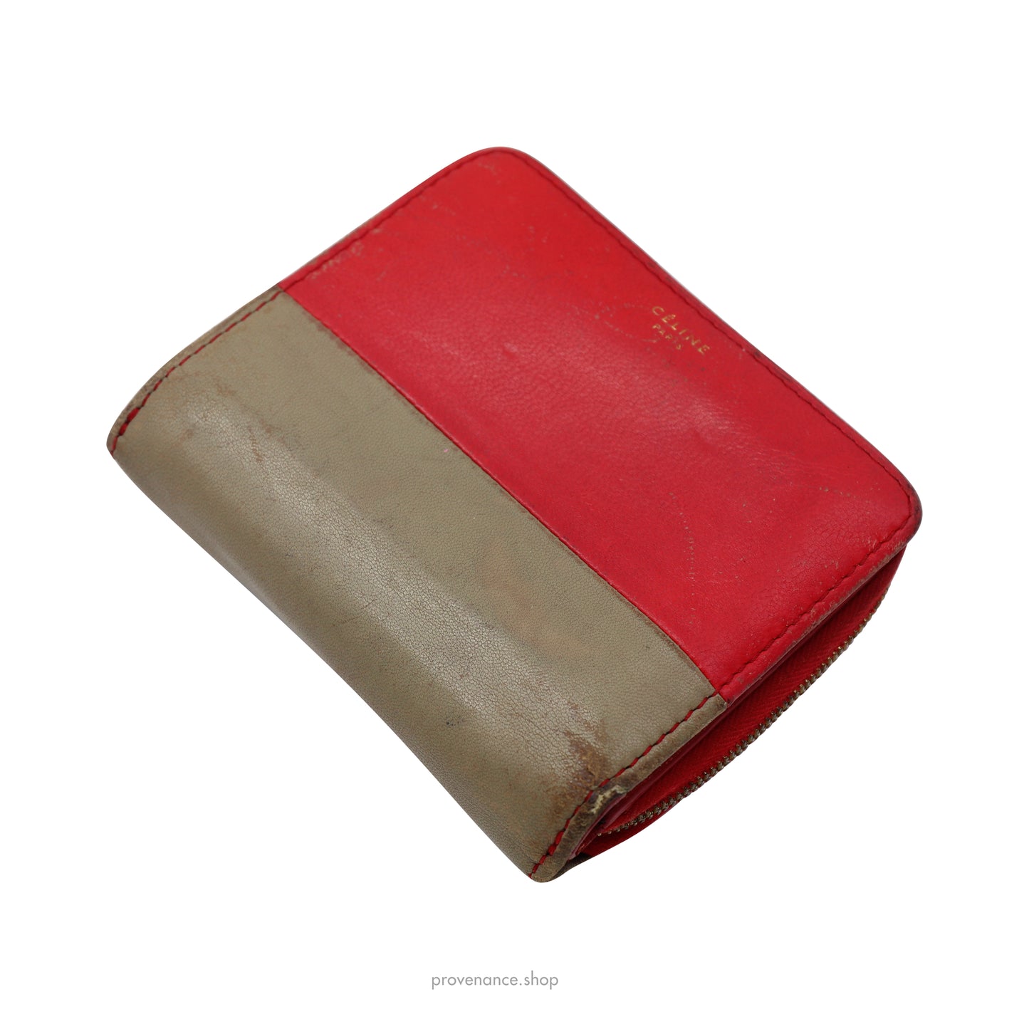 Celine Compact Wallet - Red/Taupe