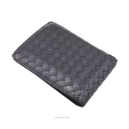 Bottega Veneta Bifold Wallet - Black Intrecciato Leather