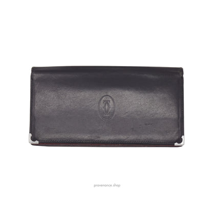 Cartier Long Wallet - Black & Burgundy Leather