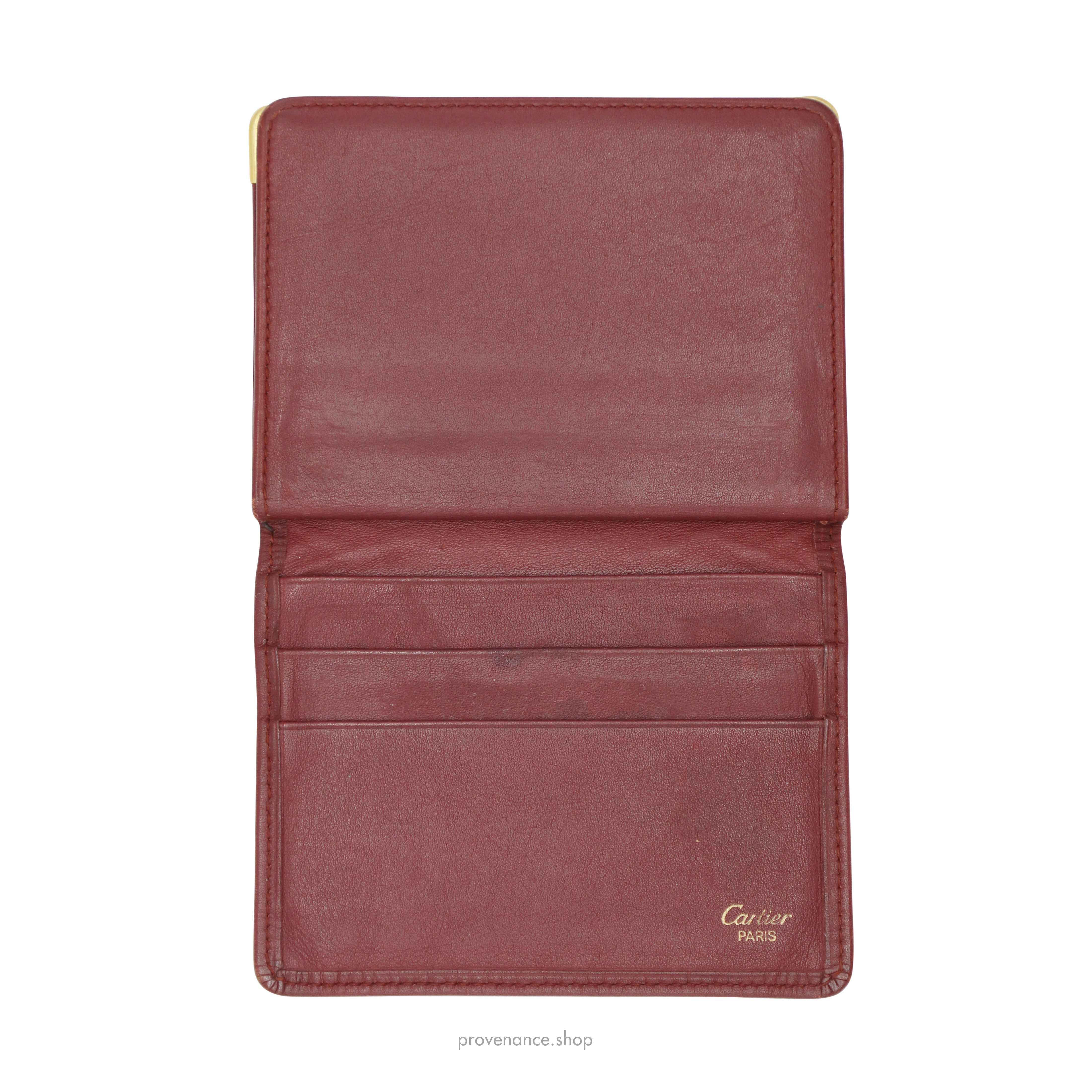 Cartier Pocket Organizer Wallet - Black & Burgundy Leather