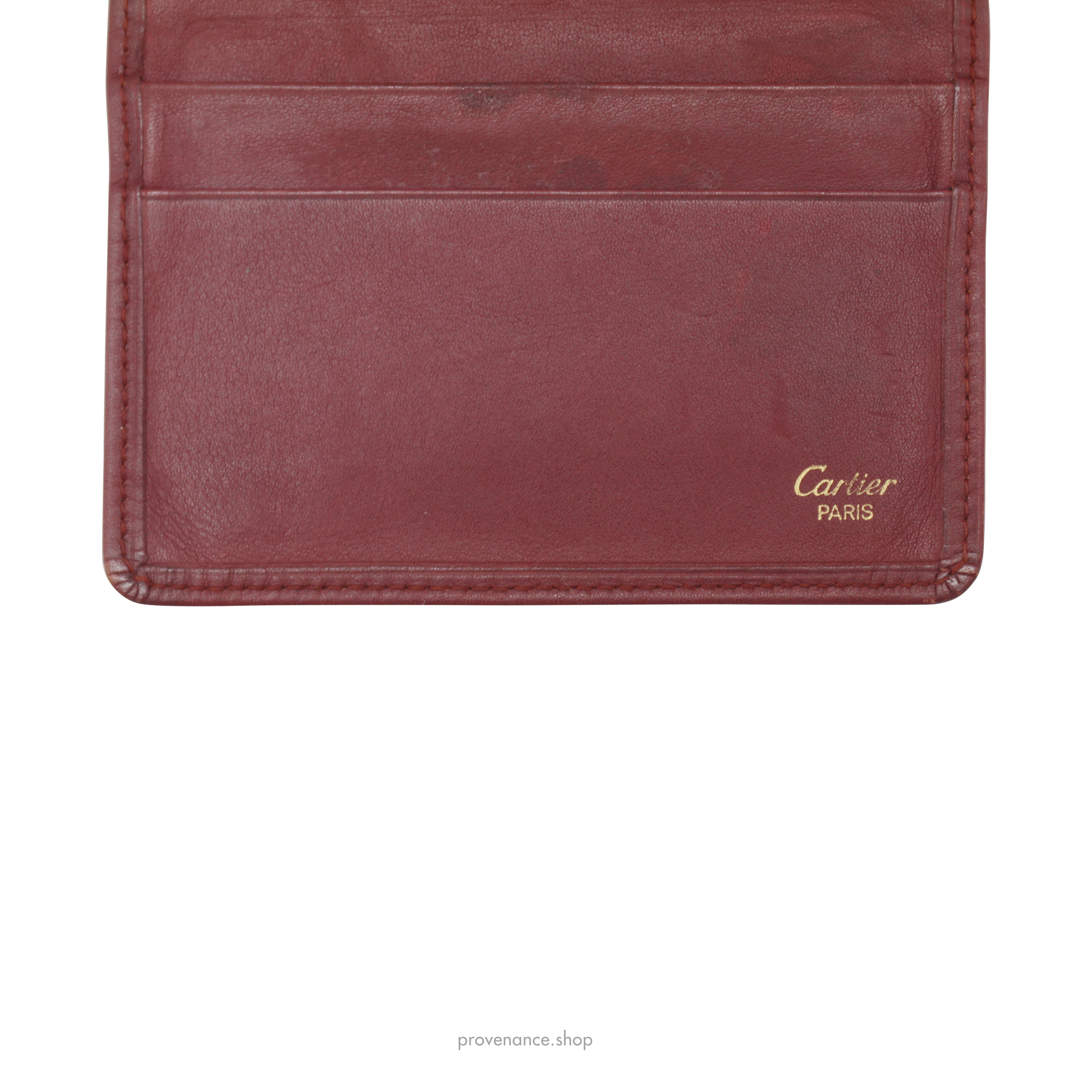 Cartier Pocket Organizer Wallet - Black & Burgundy Leather