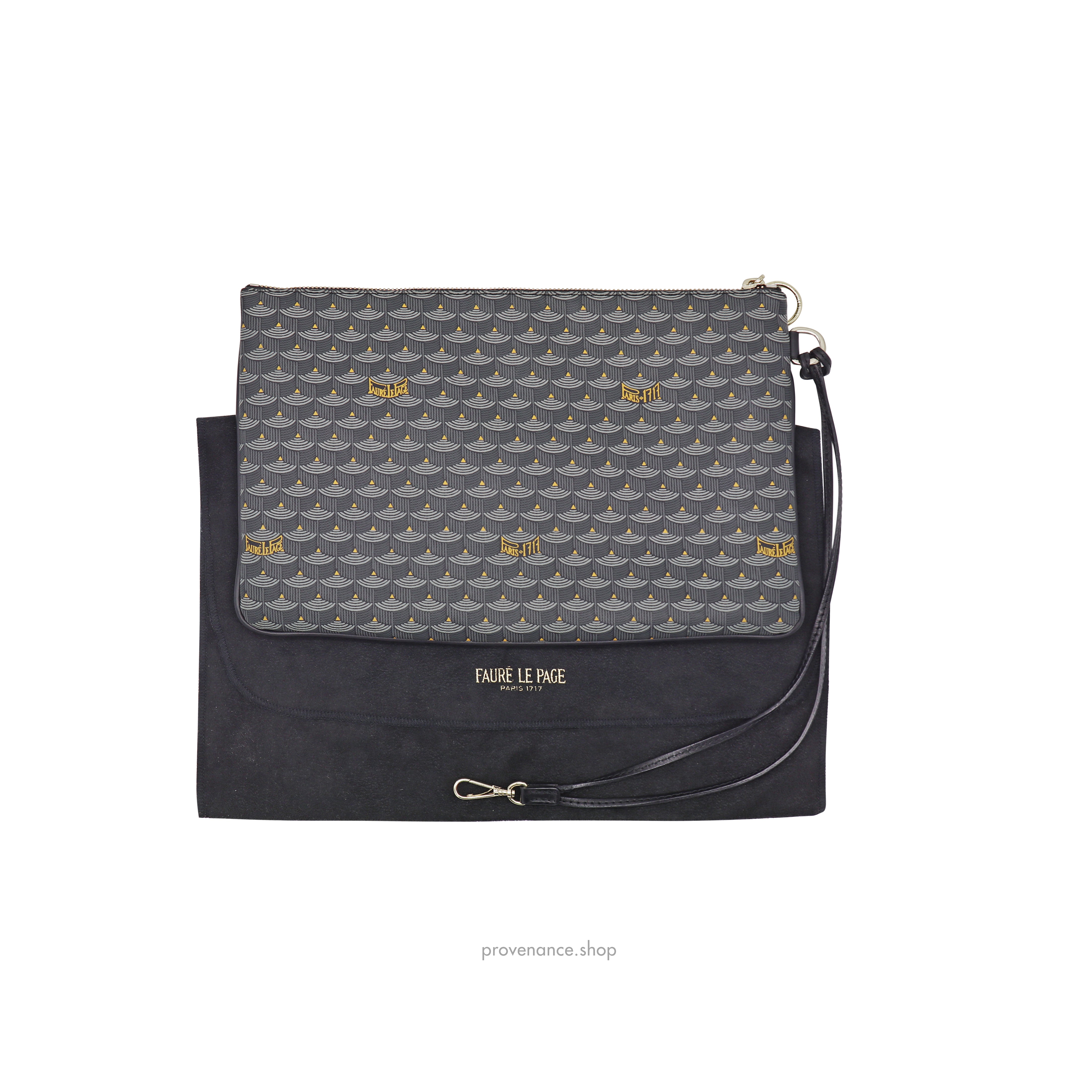 Fauré Le Page - Calibre Soft 20 Shoulder Bag - Steel Grey Scale Canvas & Black Leather