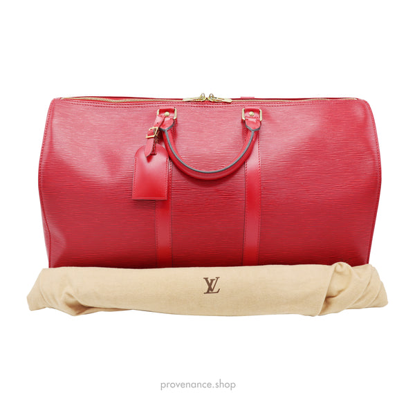 Louis Vuitton Red Epi Leather Keepall 50 Bag Louis Vuitton