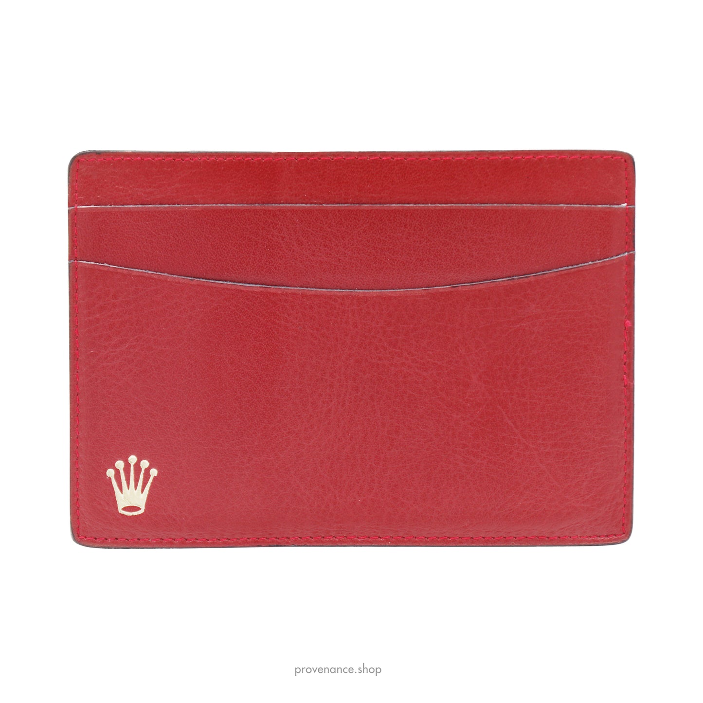 Rolex Card Holder Wallet - Red Leather