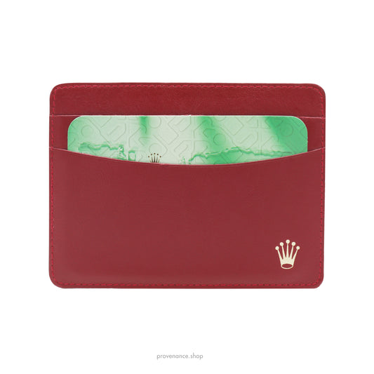 Rolex Card Holder Wallet - Red Leather