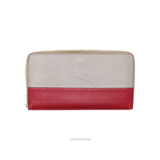 Celine Multifunction Zip Wallet - Grey/Red