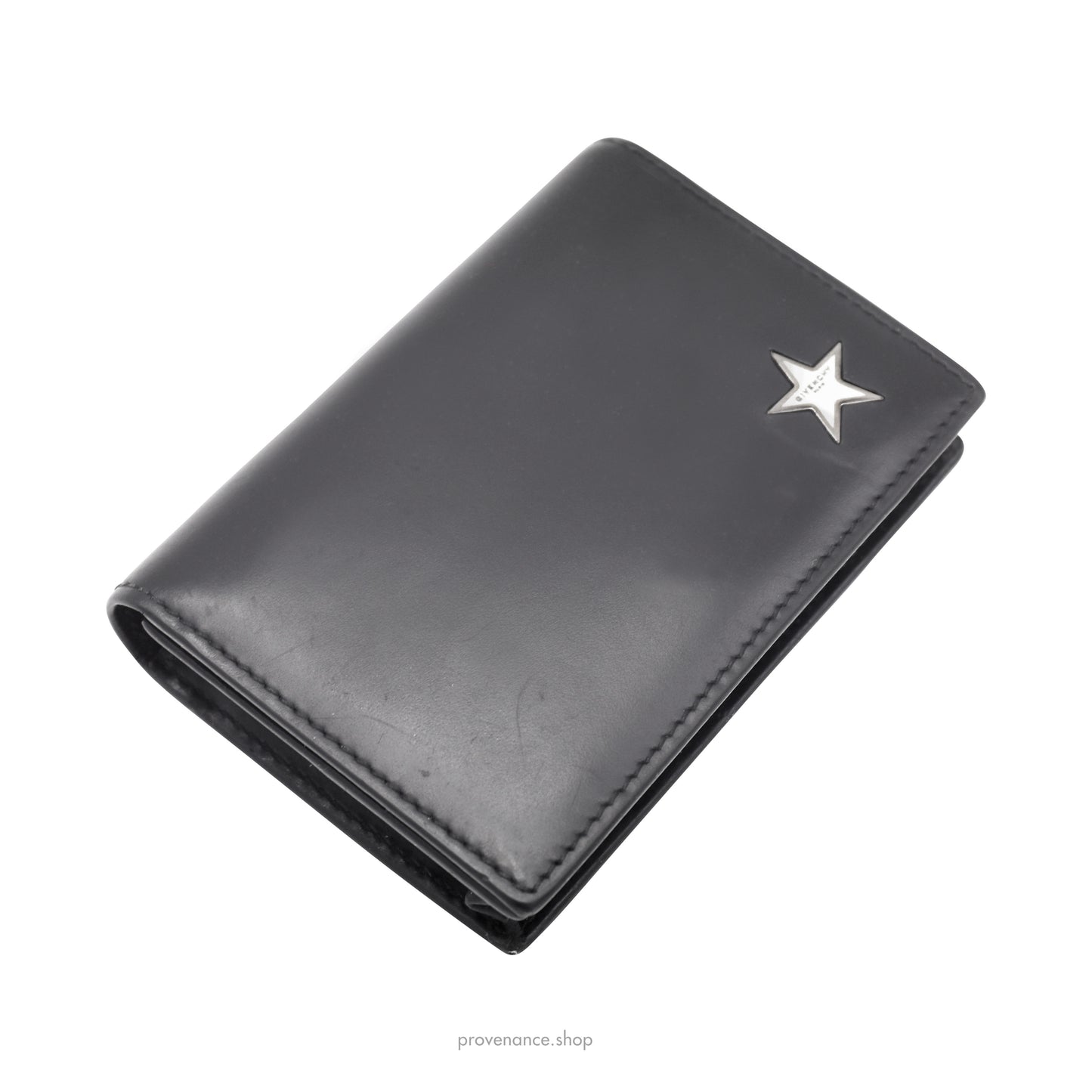 Givenchy Star Card Holder Wallet - Black Leather