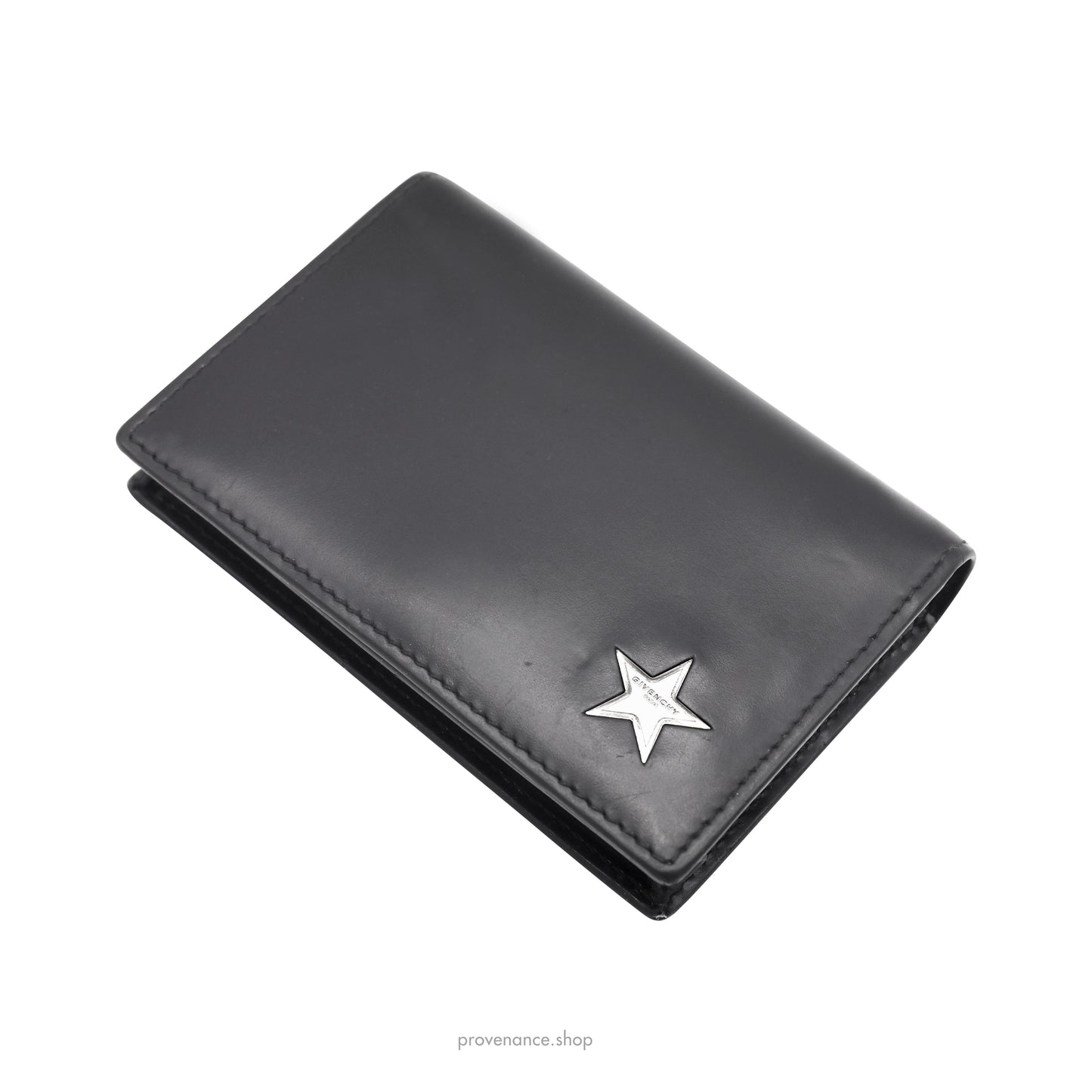 Givenchy Star Card Holder Wallet - Black Leather