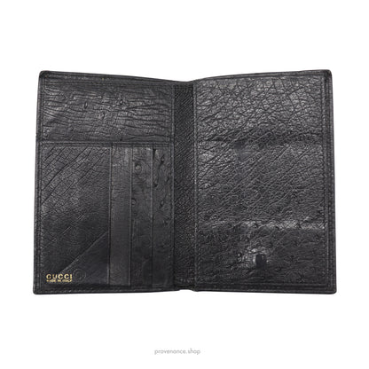 Gucci Tall Wallet - Black Ostrich Leather