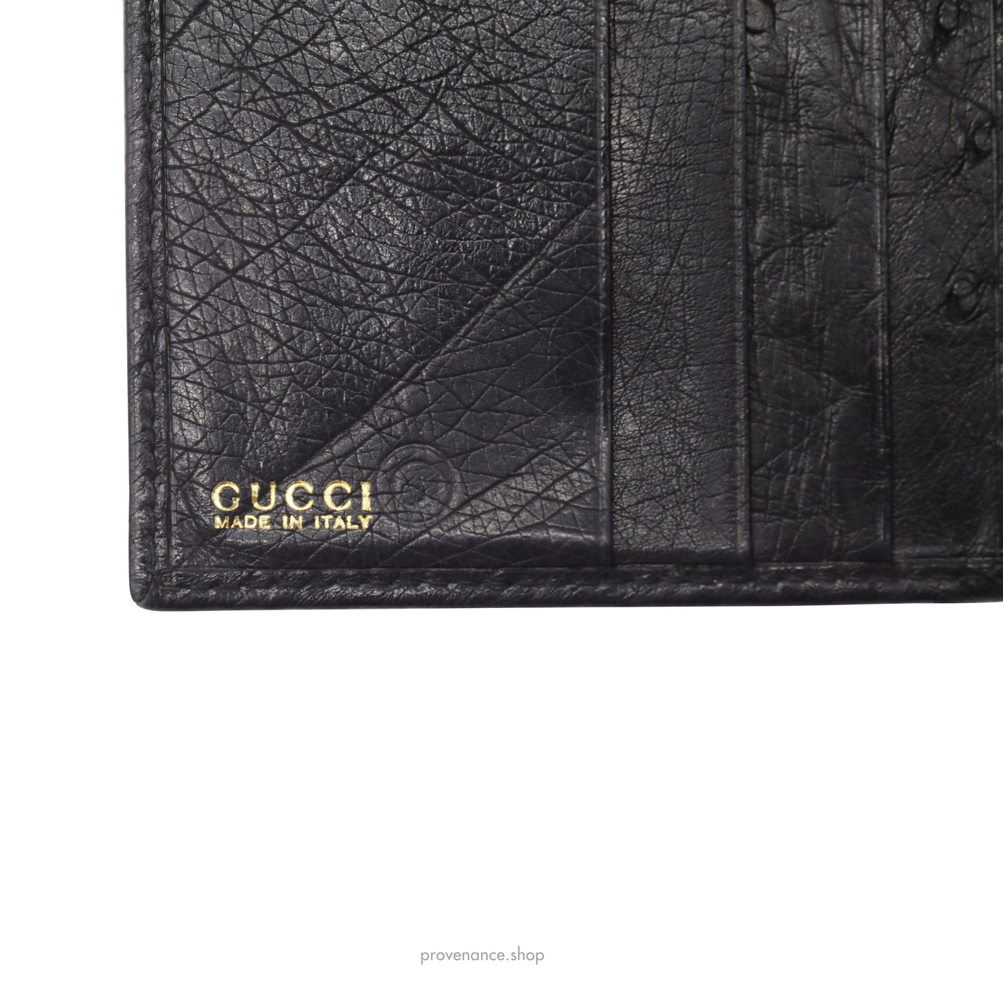 Gucci Tall Wallet - Black Ostrich Leather