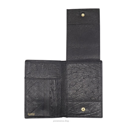 Gucci Tall Wallet - Black Ostrich Leather