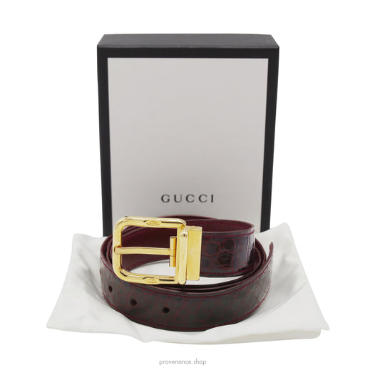 Gucci Tang Belt - Burgundy Crocodile Leather