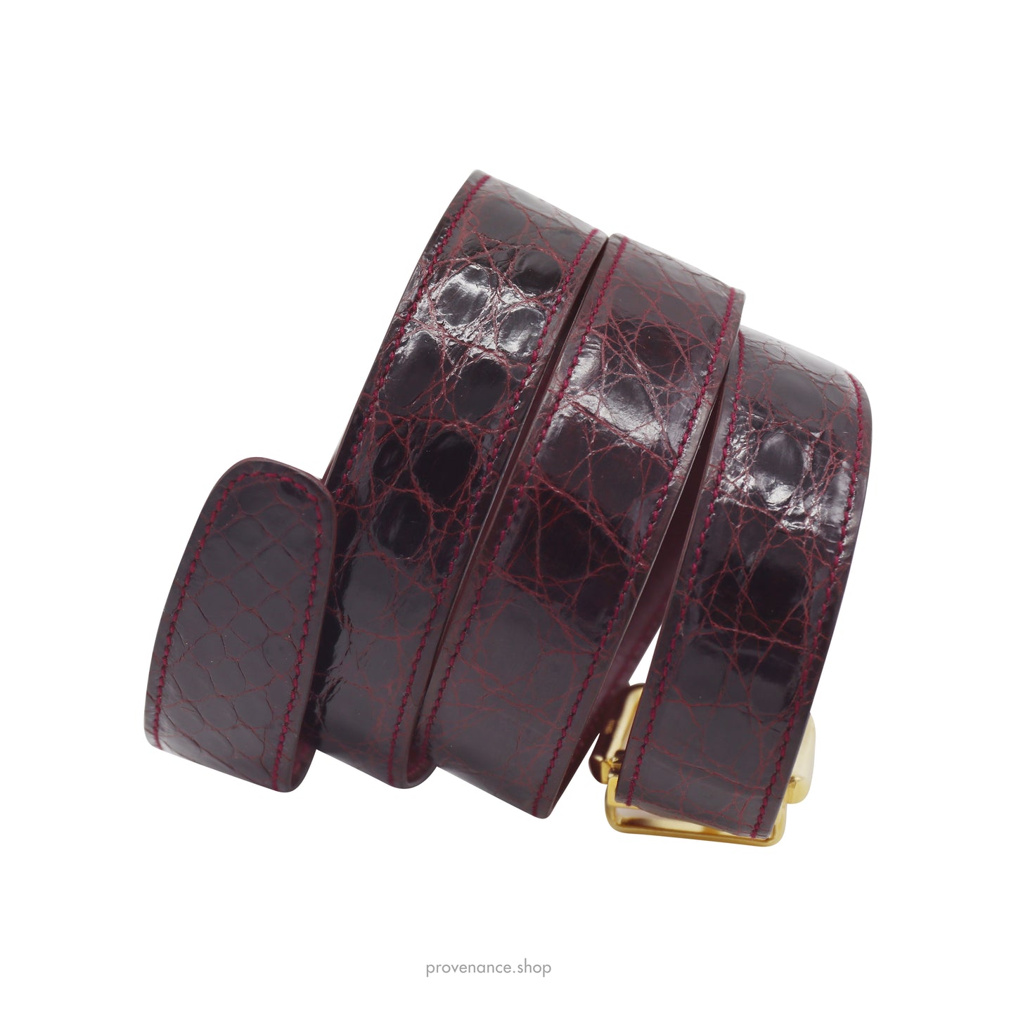 Gucci Tang Belt - Burgundy Crocodile Leather