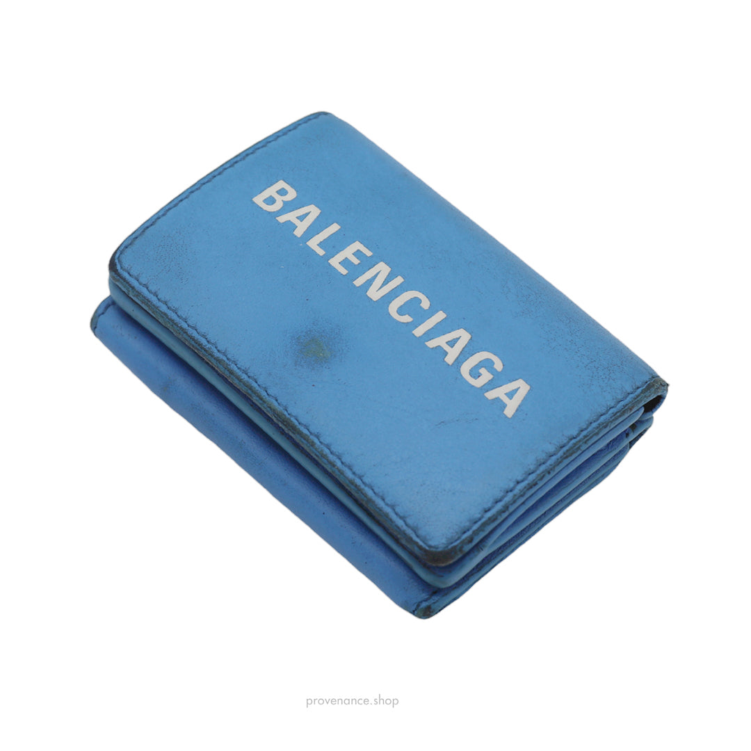 Balenciaga Logo Print Trifold Mini Wallet - Blue