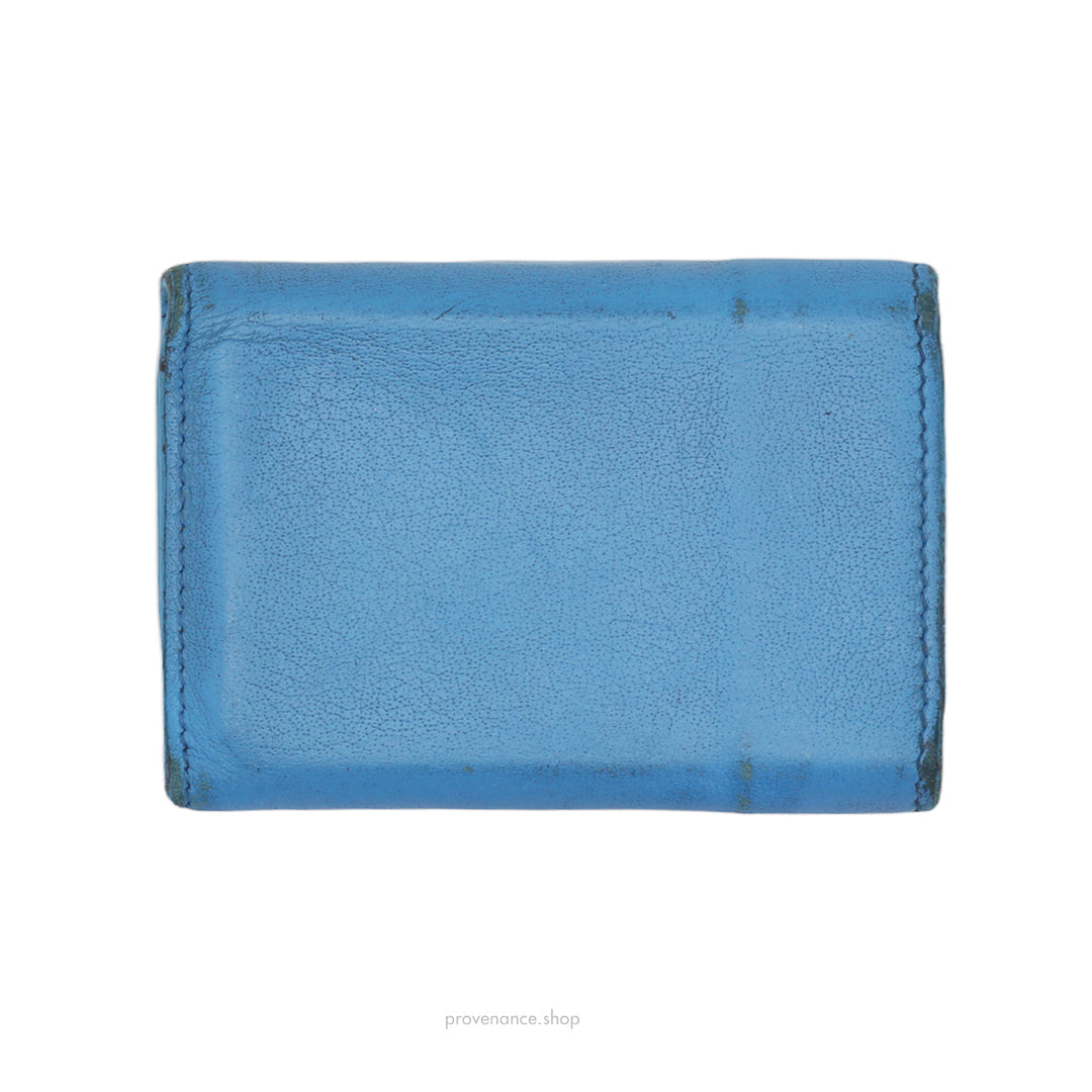 Balenciaga Logo Print Trifold Mini Wallet - Blue