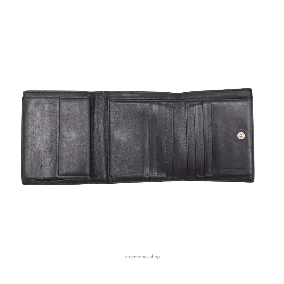 Saint Laurent Paris SLP Trifold Stud Wallet - Black