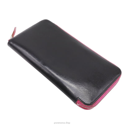 Hermes Silkin Classic Wallet Large Model - Black/Fuchsia