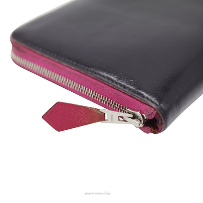 Hermes Silkin Classic Wallet Large Model - Black/Fuchsia