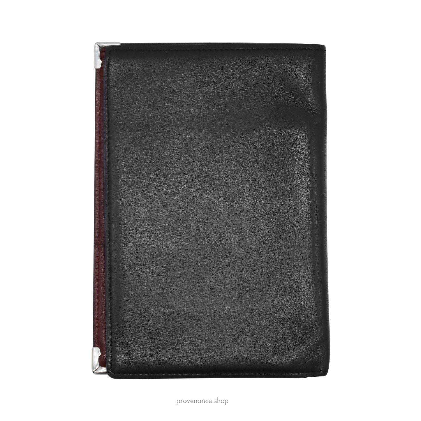 Cartier Tall Wallet - Black & Burgundy Calfskin Leather