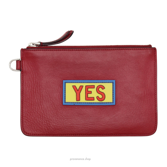 Fendi "YES" Zipped Pouch - Red Leather