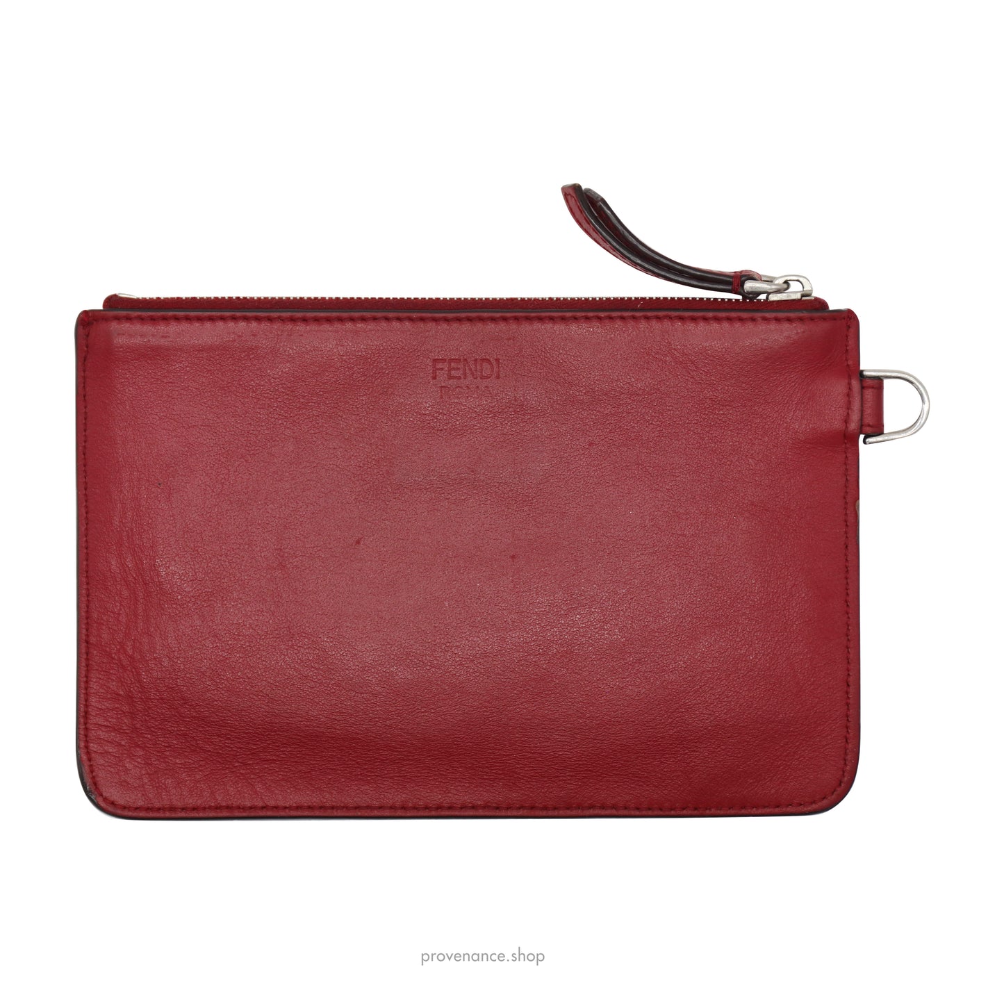 Fendi "YES" Zipped Pouch - Red Leather