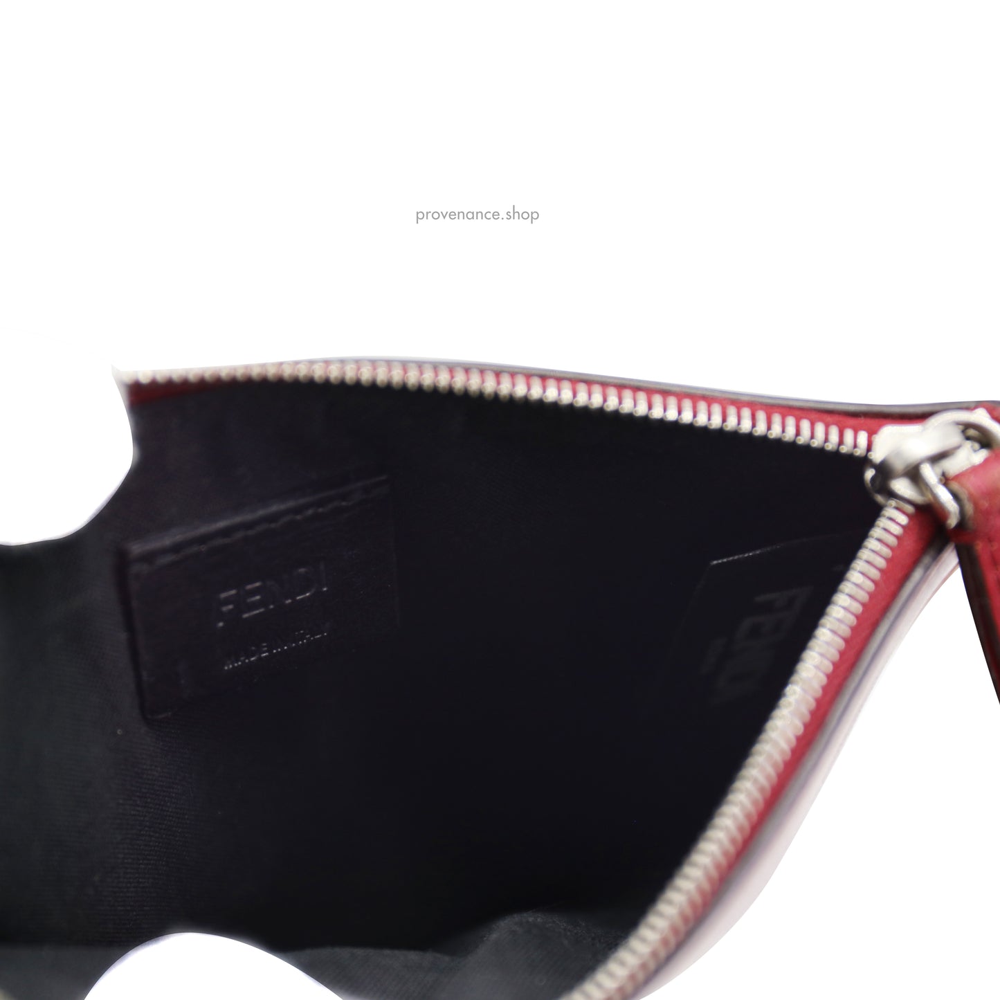 Fendi "YES" Zipped Pouch - Red Leather