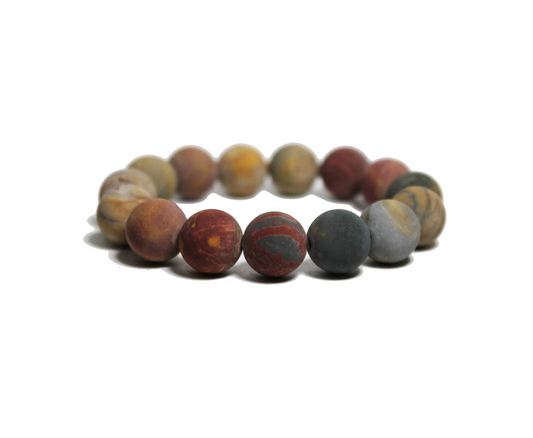 Bracelet - Matte Picasso Jasper 12mm.