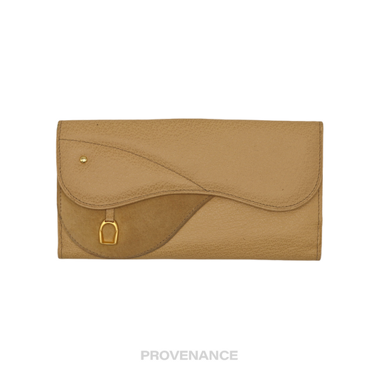 Gucci Saddle Long Wallet - Tan Leather