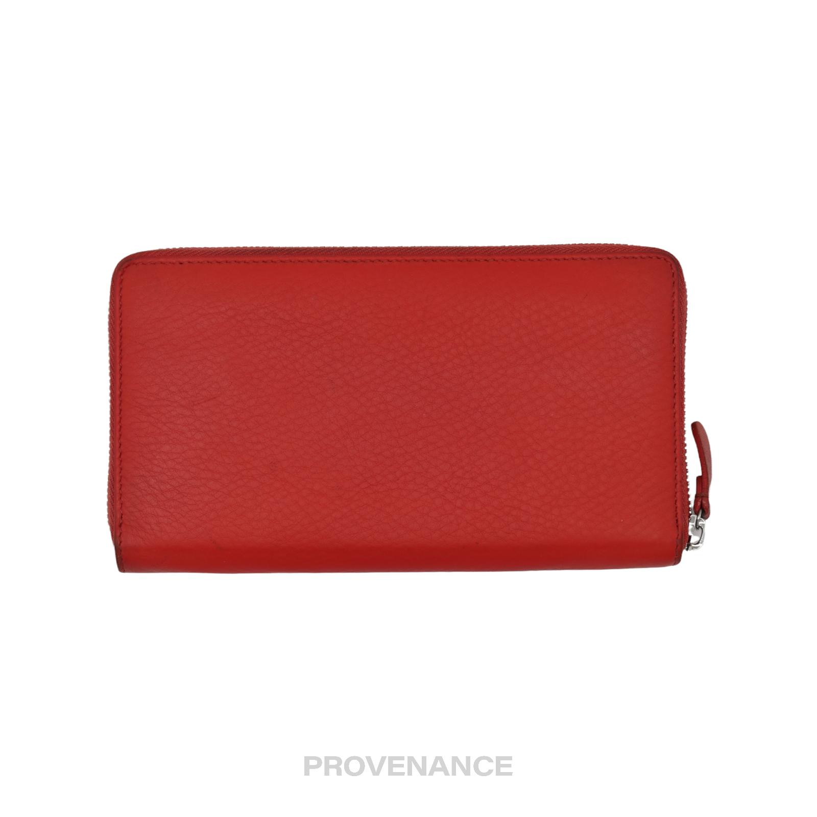 Balenciaga Campaign Logo Long Zip Wallet - Red Leather