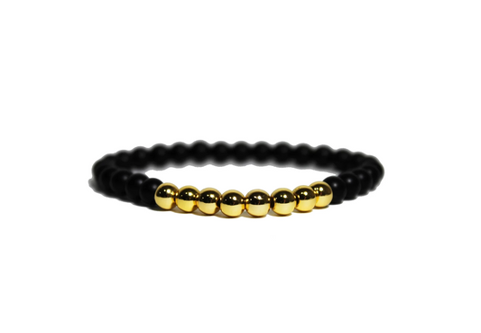 Bracelet - Matte Black Onyx & Gold